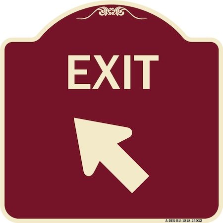 Signmission Exit Exit with Left Arrow Heavy-Gauge Aluminum Architectural Sign, 18" H, 18" L, BU-1818-24032 A-DES-BU-1818-24032